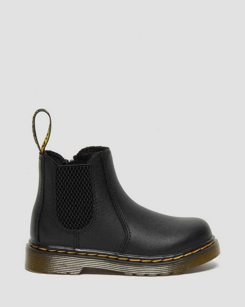 Dr Martens Infant/Toddler 2976 Softy T Leather Chelsea Boots Black | 35USBKJWY