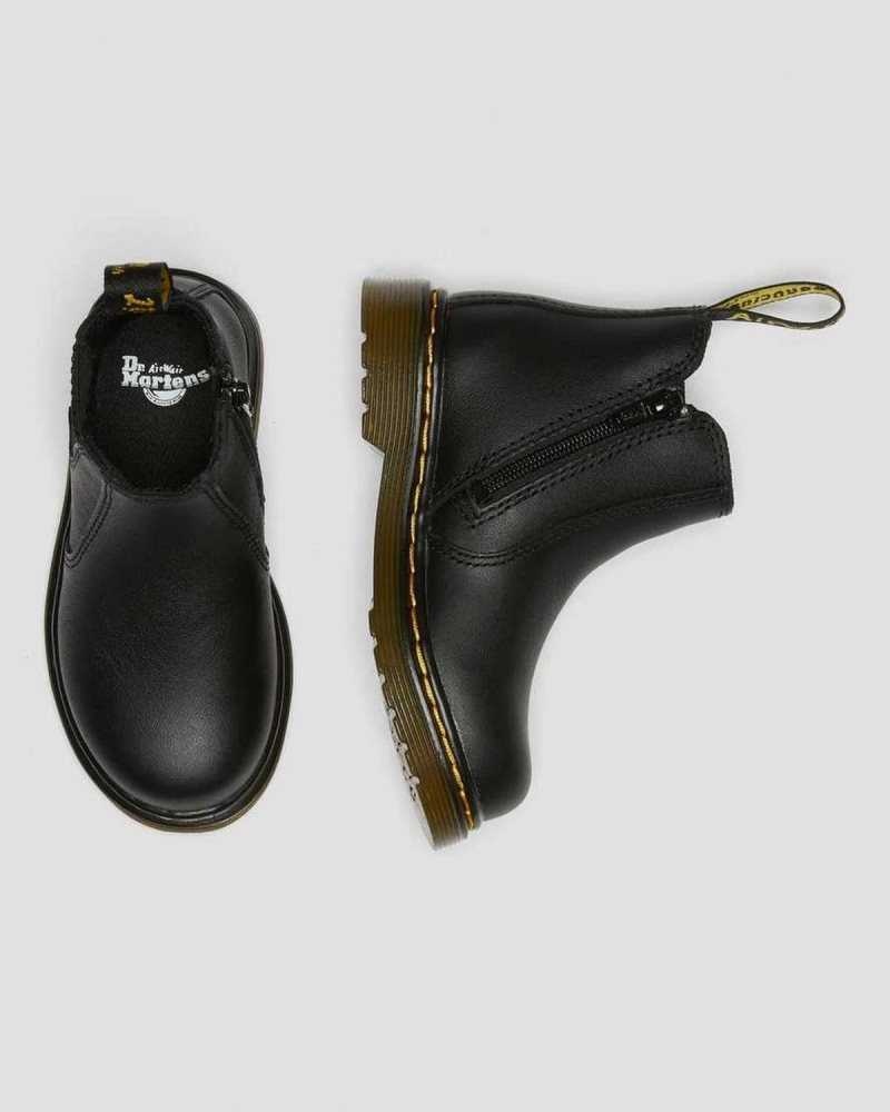 Dr Martens Infant/Toddler 2976 Softy T Leather Chelsea Boots Black | 35USBKJWY