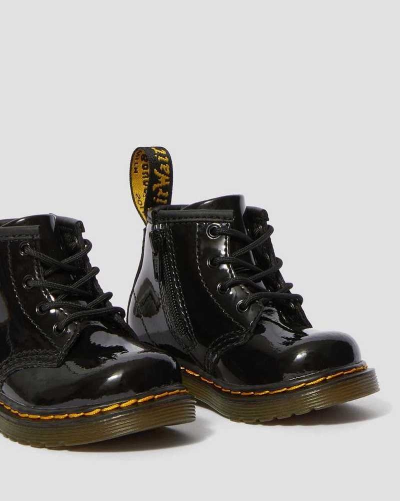 Dr Martens Infant 1460 Patent Leather Lace Up Boots Black | 54WBAMVKN