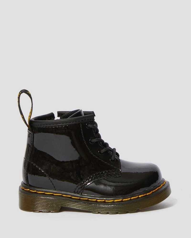 Dr Martens Infant 1460 Patent Leather Lace Up Boots Black | 54WBAMVKN