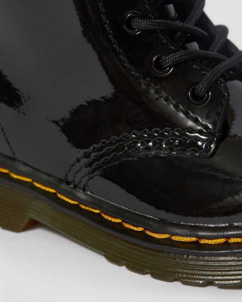 Dr Martens Infant 1460 Patent Leather Lace Up Boots Black | 54WBAMVKN