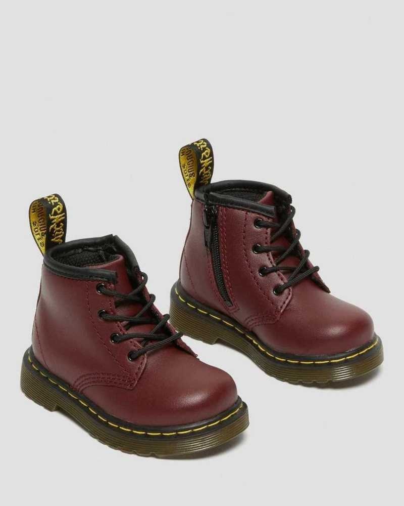 Dr Martens Infant 1460 Softy T Leather Lace Up Boots Pink Red | 53BWSMDXY