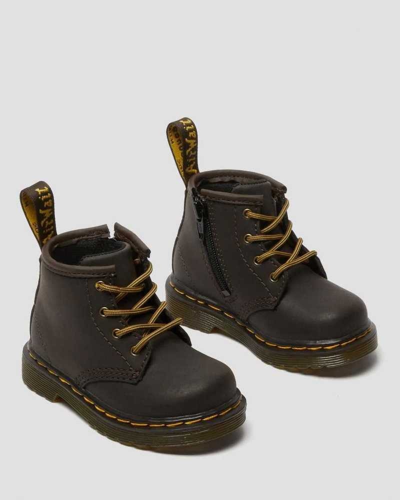 Dr Martens Infant 1460 Wildhorse Leather Lace Up Boots Dark Brown | 94YCSKIXL