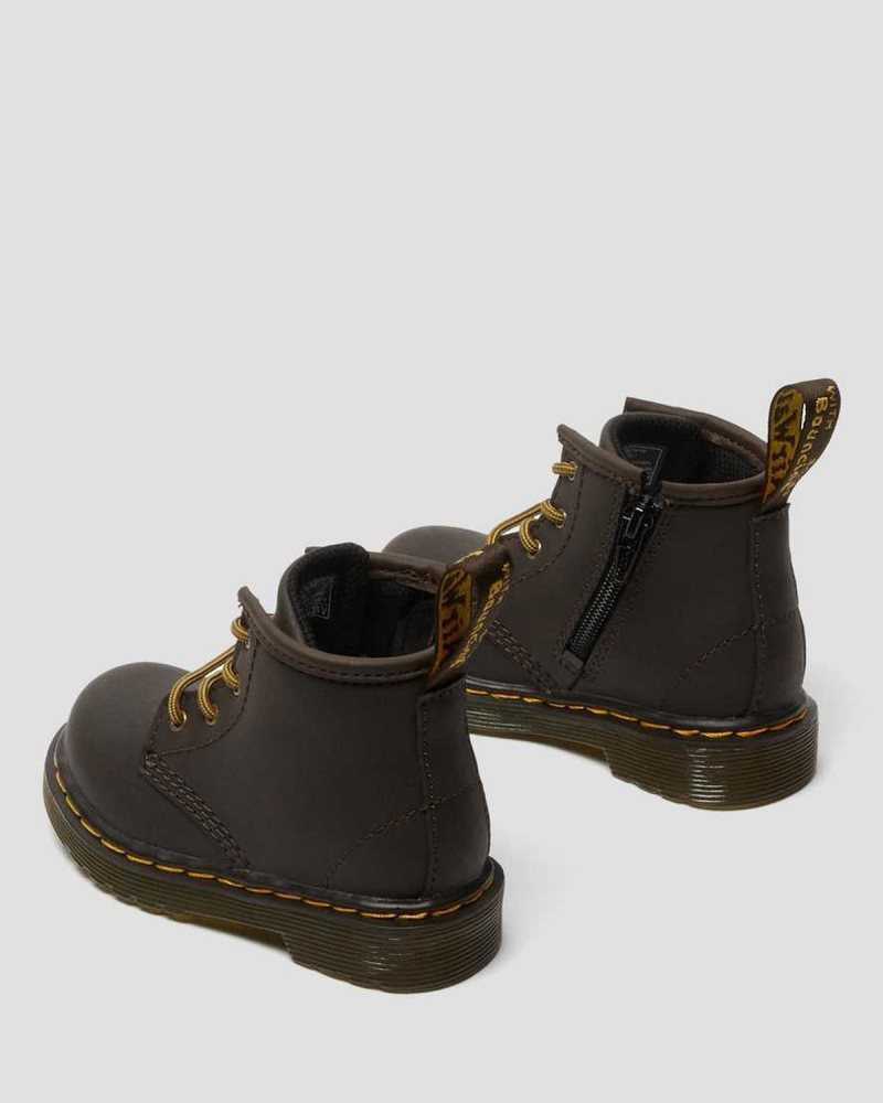 Dr Martens Infant 1460 Wildhorse Leather Lace Up Boots Dark Brown | 94YCSKIXL