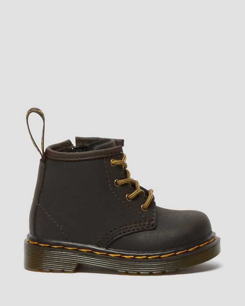 Dr Martens Infant 1460 Wildhorse Leather Lace Up Boots Dark Brown | 94YCSKIXL