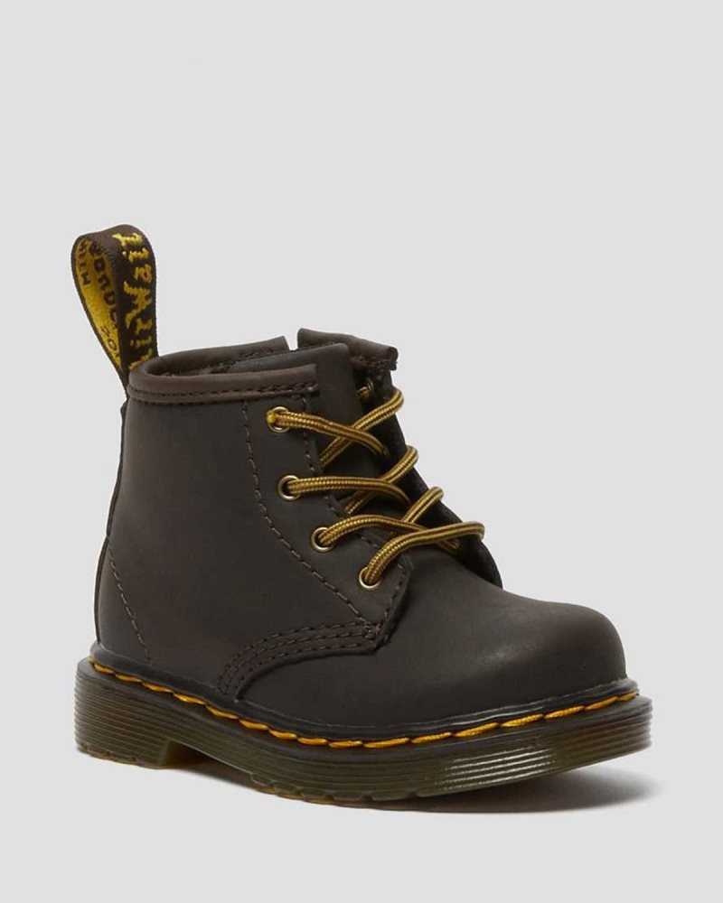 Dr Martens Infant 1460 Wildhorse Leather Lace Up Boots Dark Brown | 94YCSKIXL