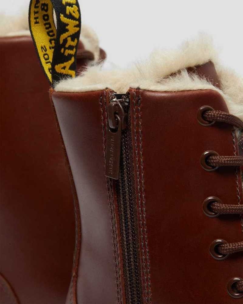 Dr Martens Jadon Faux Fur Lined Platform Boots Brown | 13MBHVNAQ