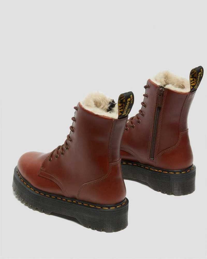 Dr Martens Jadon Faux Fur Lined Platform Boots Brown | 37VWMKPRU