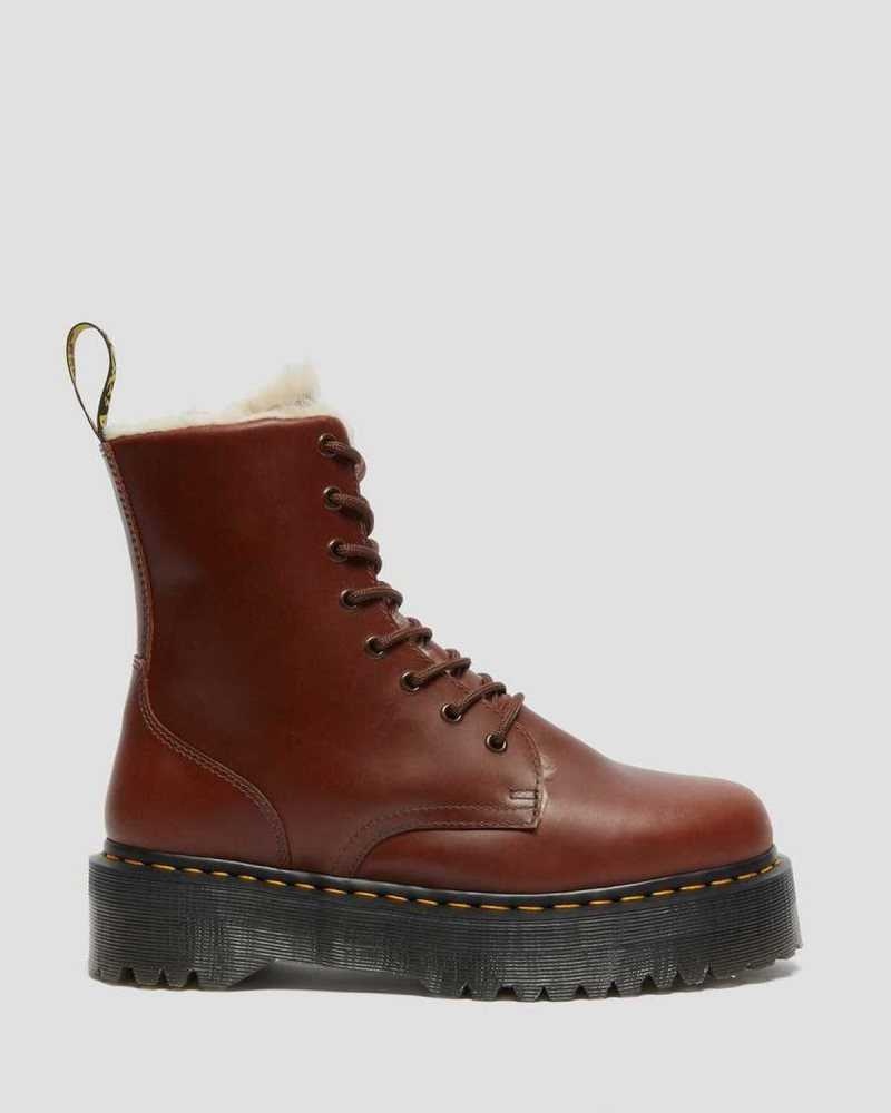 Dr Martens Jadon Faux Fur Lined Platform Boots Brown | 37VWMKPRU