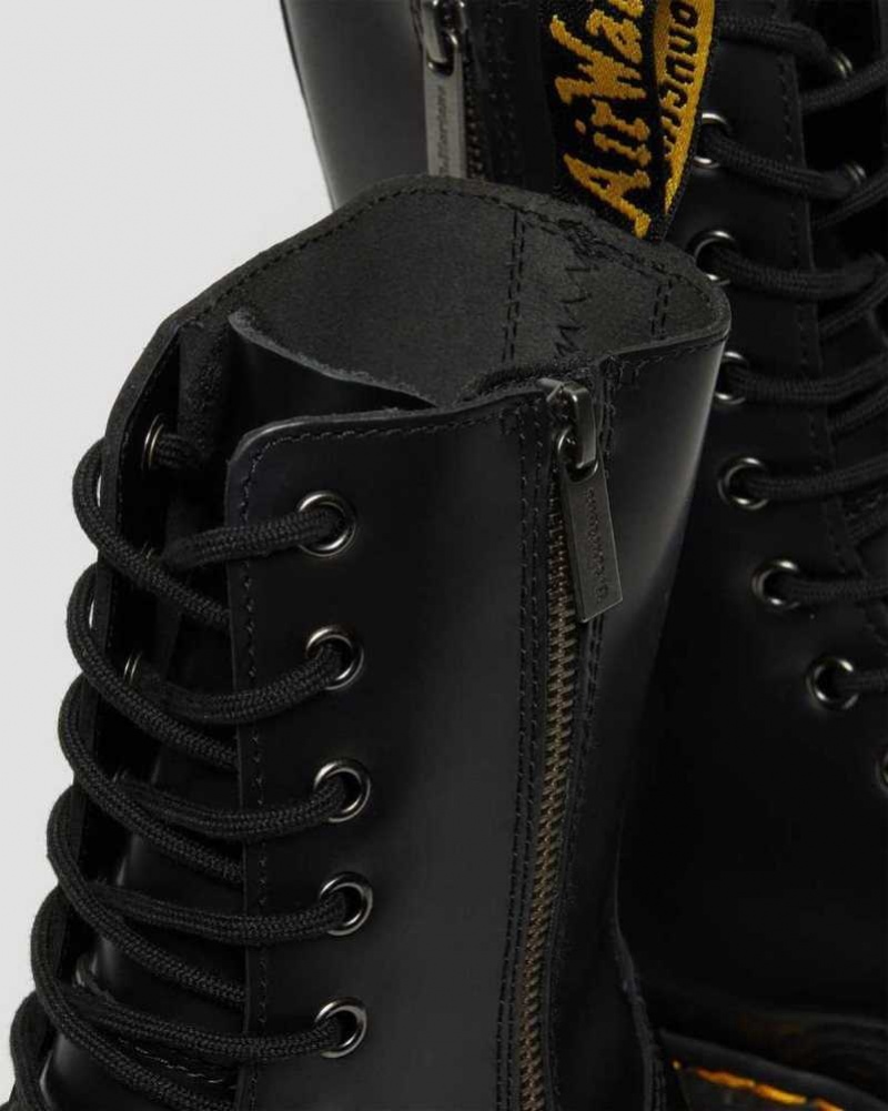 Dr Martens Jadon Hi Smooth Leather Platform Boots Black | 46NVJMTYR