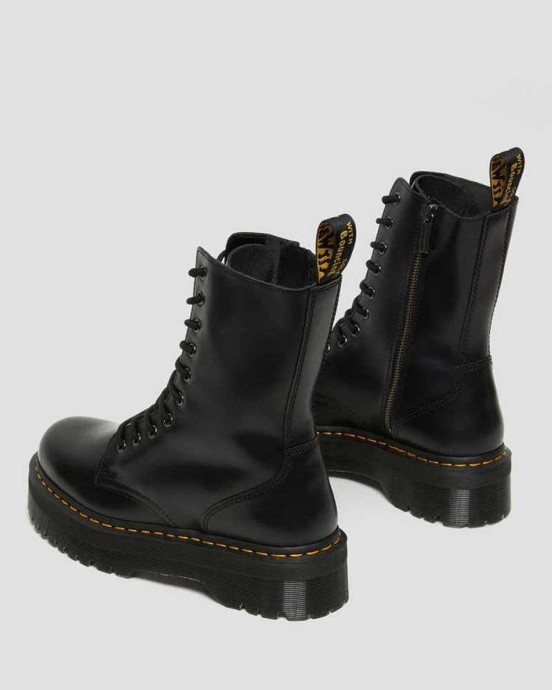 Dr Martens Jadon Hi Smooth Leather Platform Boots Black | 34CMDNUWA