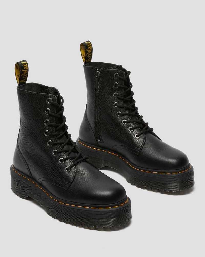 Dr Martens Jadon III Pisa Leather Platform Boots Black | 90VAXOLPK