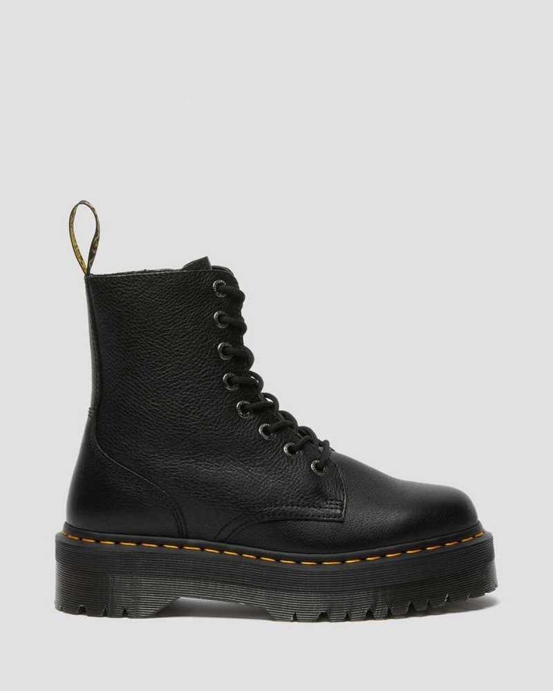 Dr Martens Jadon III Pisa Leather Platform Boots Black | 78EOQHKAD