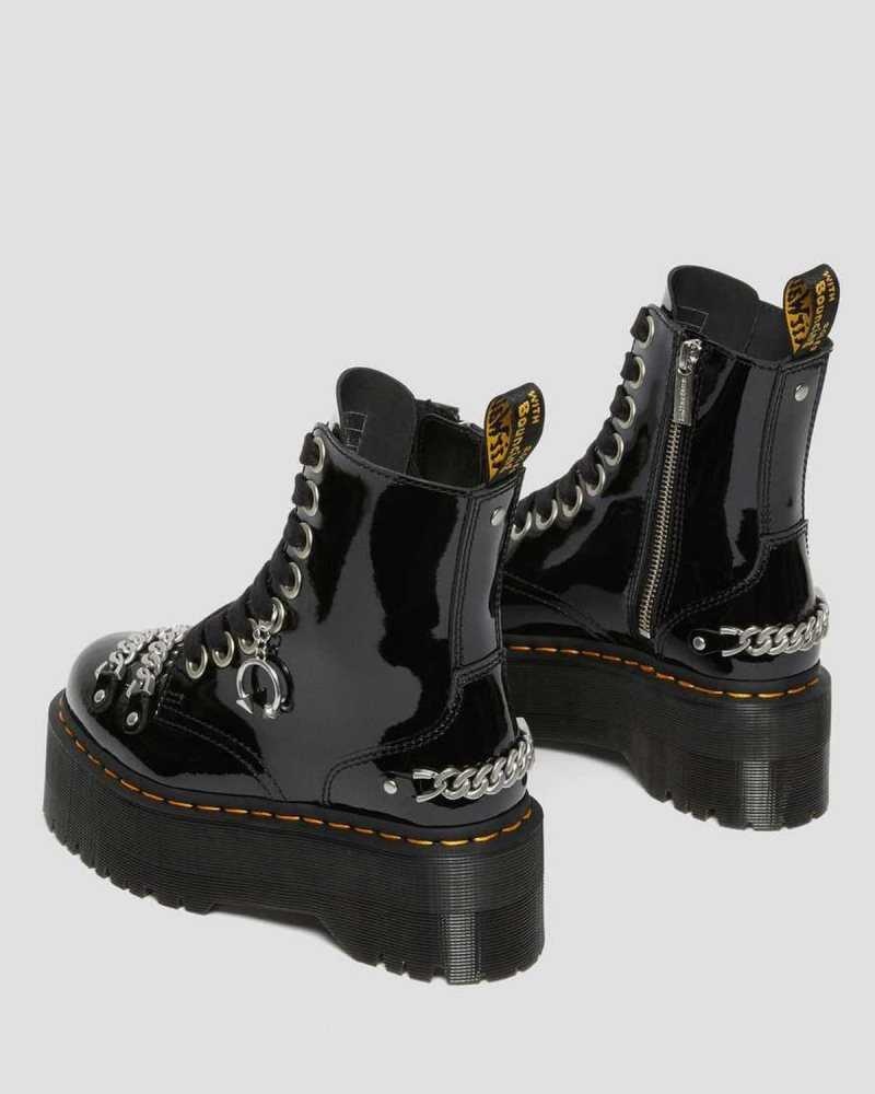 Dr Martens Jadon Max Chain Patent Leather Platform Boots Black | 98OJYNTMH