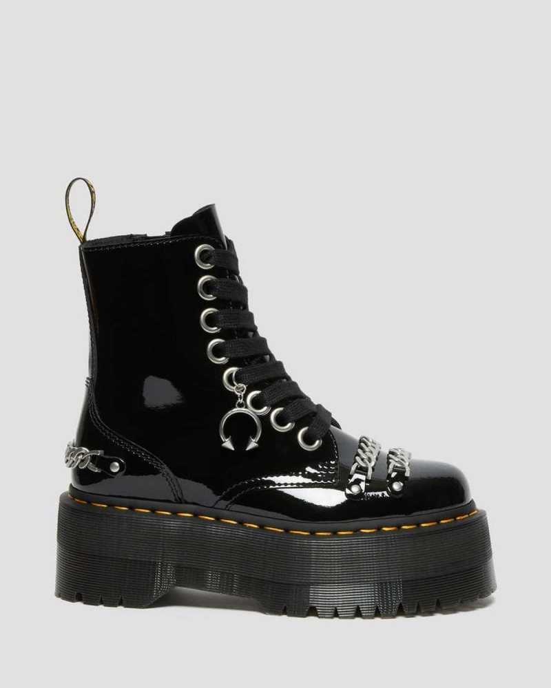 Dr Martens Jadon Max Chain Patent Leather Platform Boots Black | 98OJYNTMH