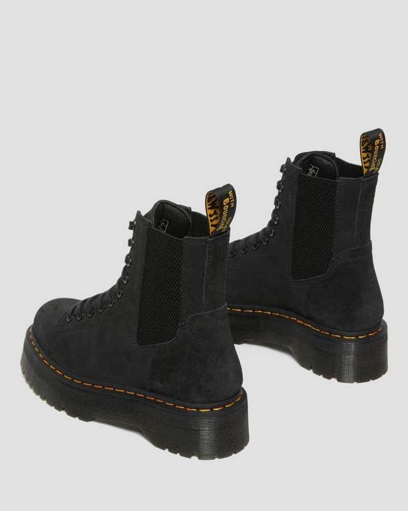 Dr Martens Jadon Nubuck Leather Platform Boots Black | 08ZBSCJLH