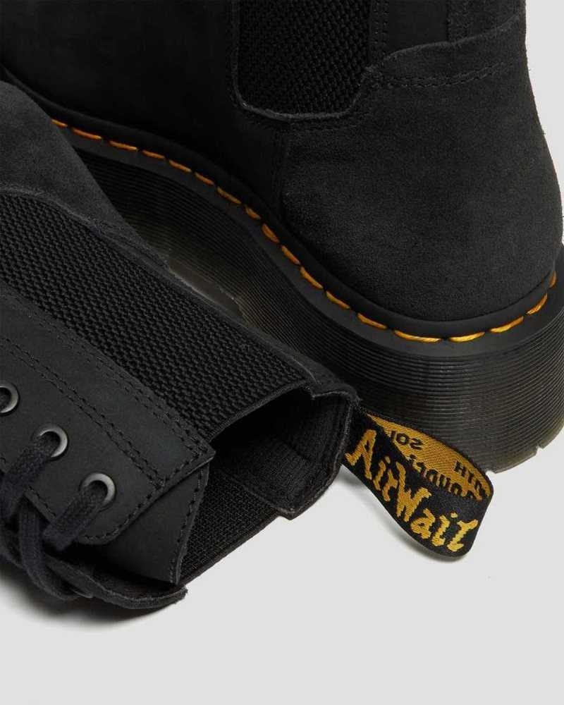 Dr Martens Jadon Nubuck Leather Platform Boots Black | 08ZBSCJLH