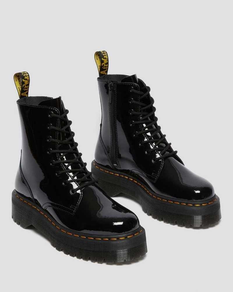 Dr Martens Jadon Patent Leather Platform Boots Black | 70WAZOIEN