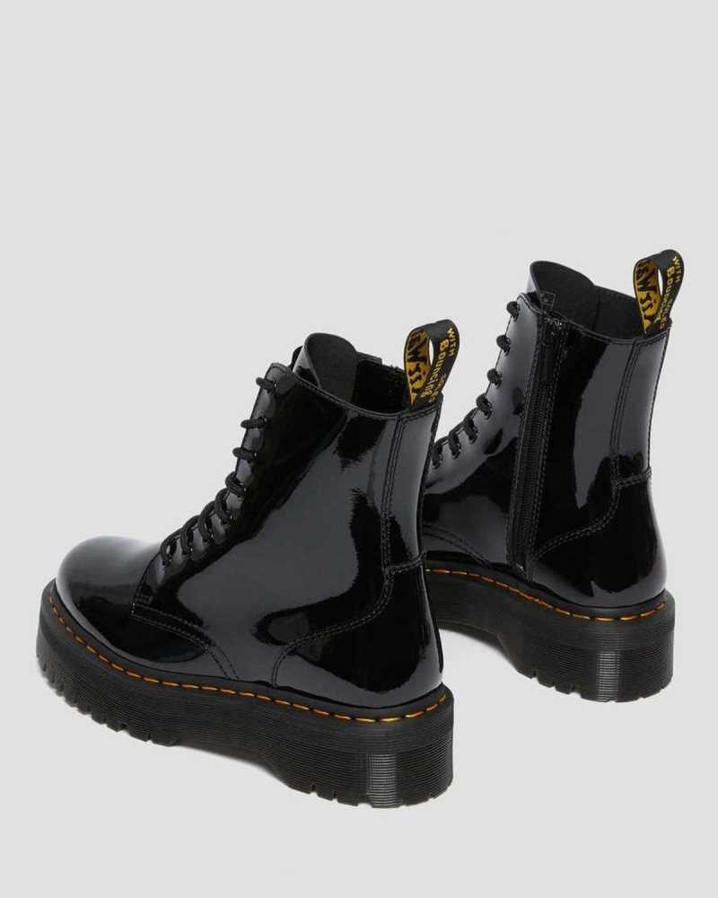 Dr Martens Jadon Patent Leather Platform Boots Black | 70WAZOIEN