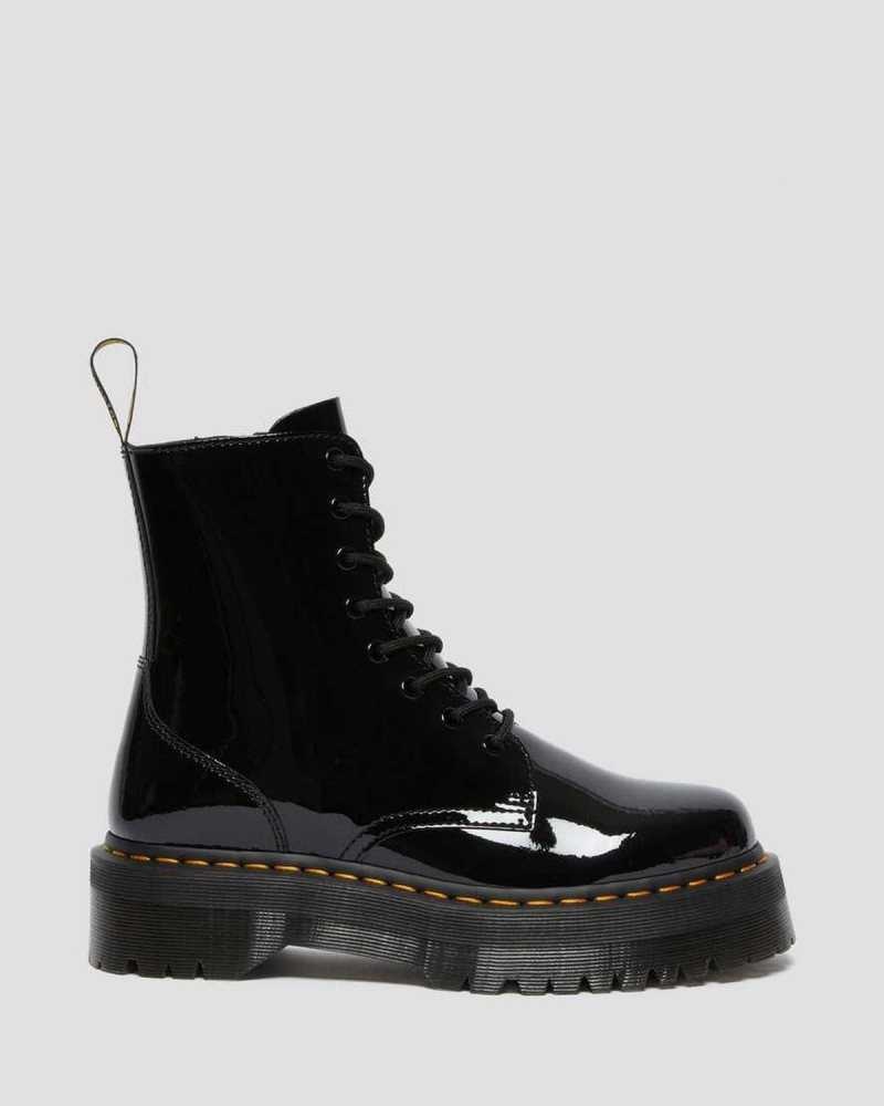 Dr Martens Jadon Patent Leather Platform Boots Black | 70WAZOIEN