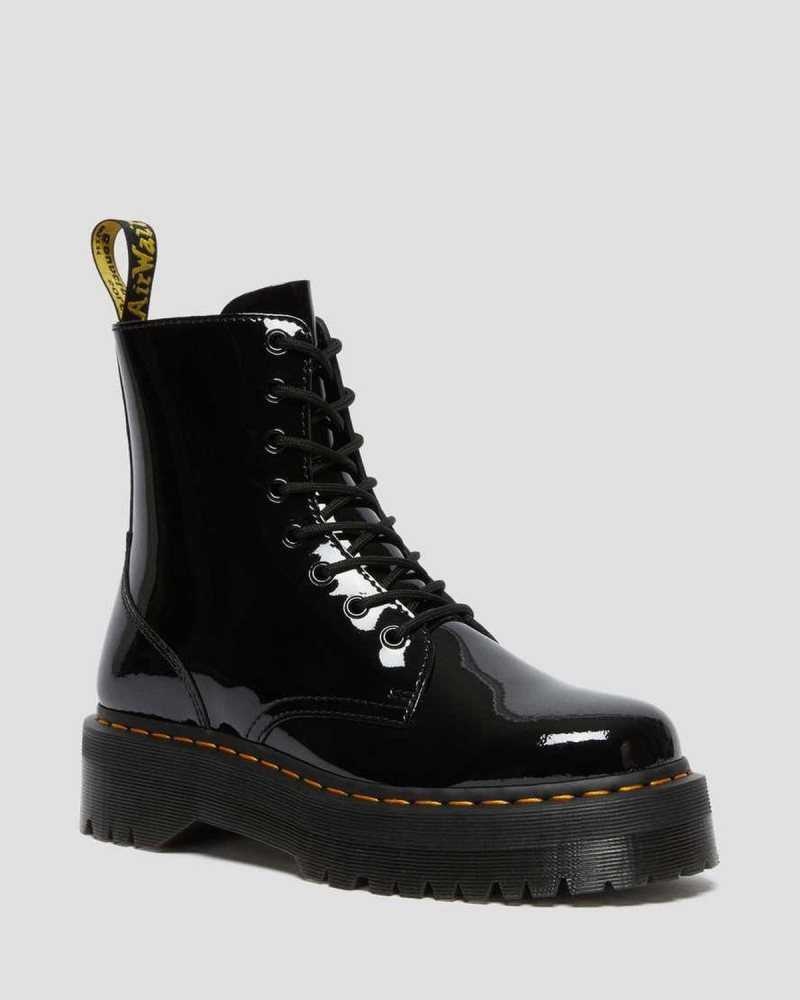 Dr Martens Jadon Patent Leather Platform Boots Black | 70WAZOIEN