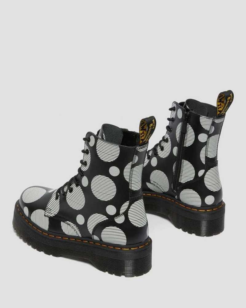 Dr Martens Jadon Polka Dot Smooth Leather Platform Boots Black | 21ONBWYRS