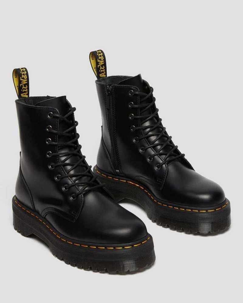 Dr Martens Jadon Smooth Leather Platform Boots Black | 19NVYLFUX