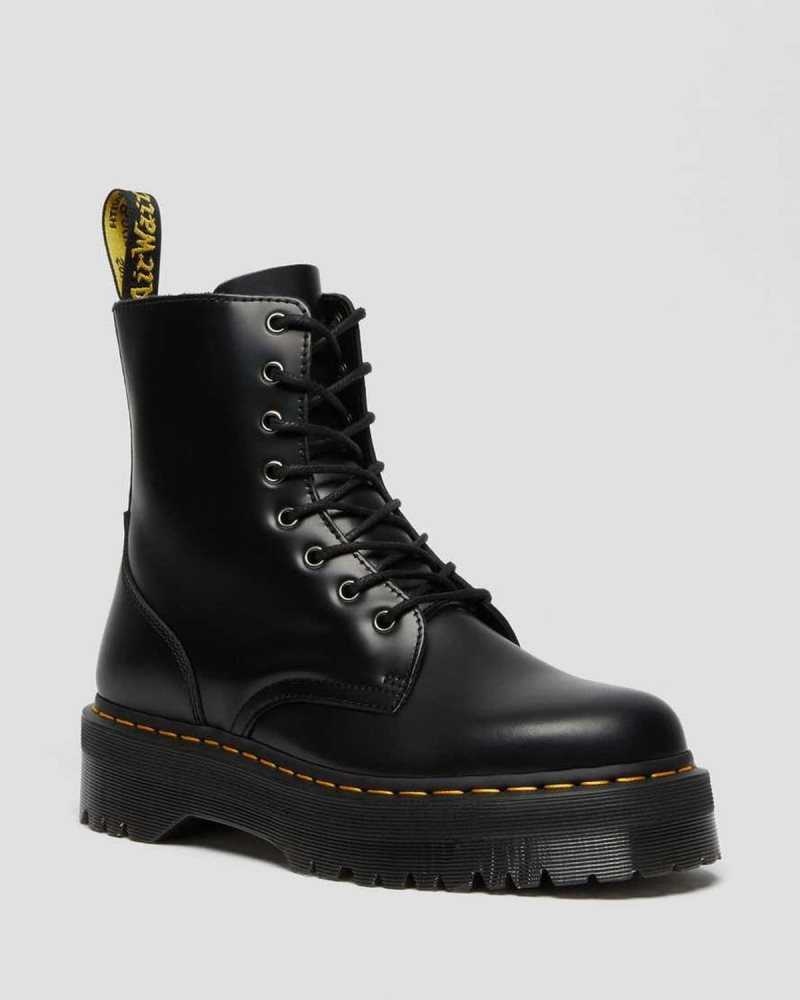 Dr Martens Jadon Smooth Leather Platform Boots Black | 19NVYLFUX