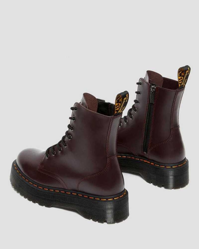 Dr Martens Jadon Smooth Leather Platform Boots Burgundy | 15SONDIJR