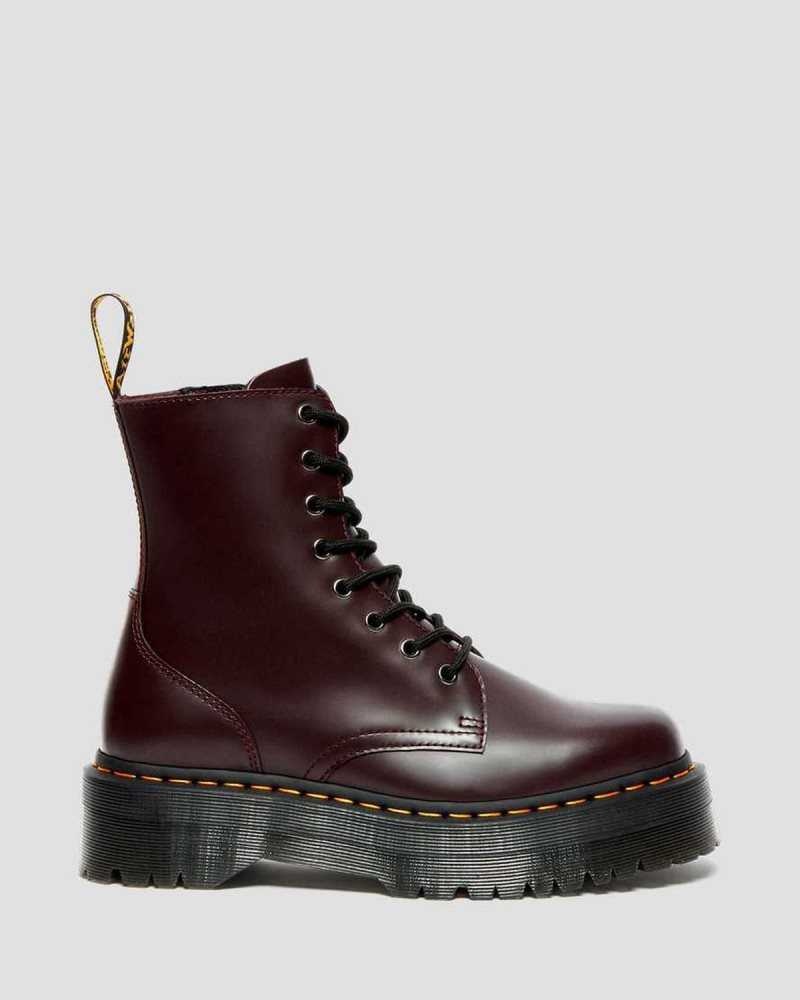 Dr Martens Jadon Smooth Leather Platform Boots Burgundy | 15SONDIJR