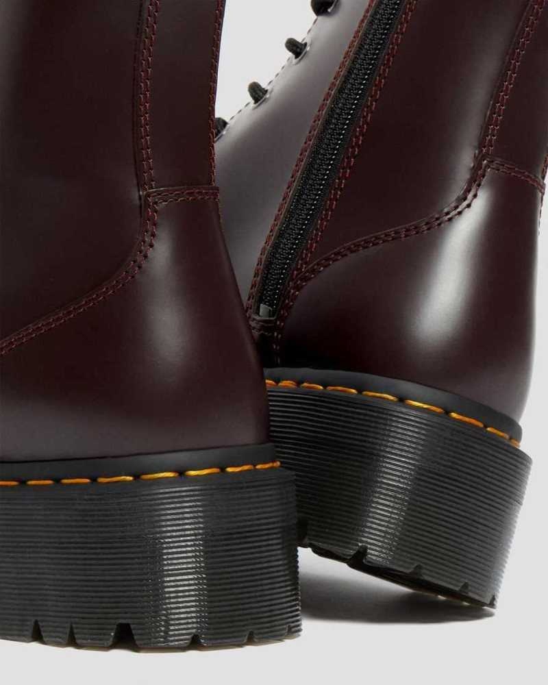 Dr Martens Jadon Smooth Leather Platform Boots Burgundy | 15SONDIJR