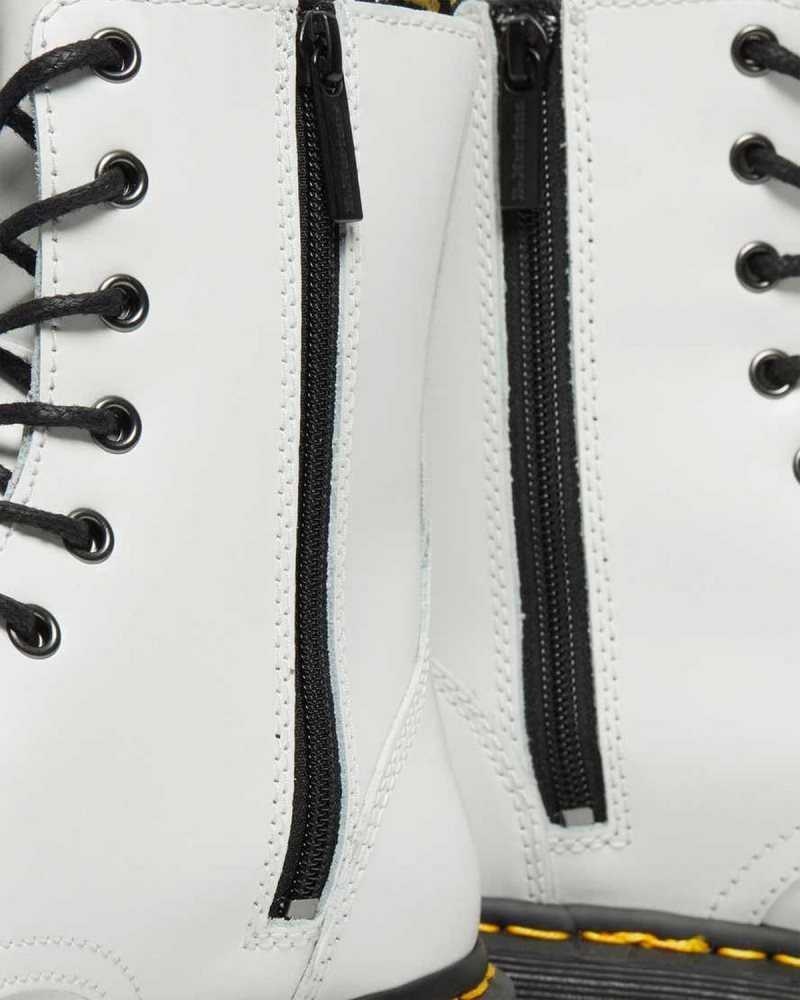 Dr Martens Jadon Smooth Leather Platform Boots White | 82WGOLDAE