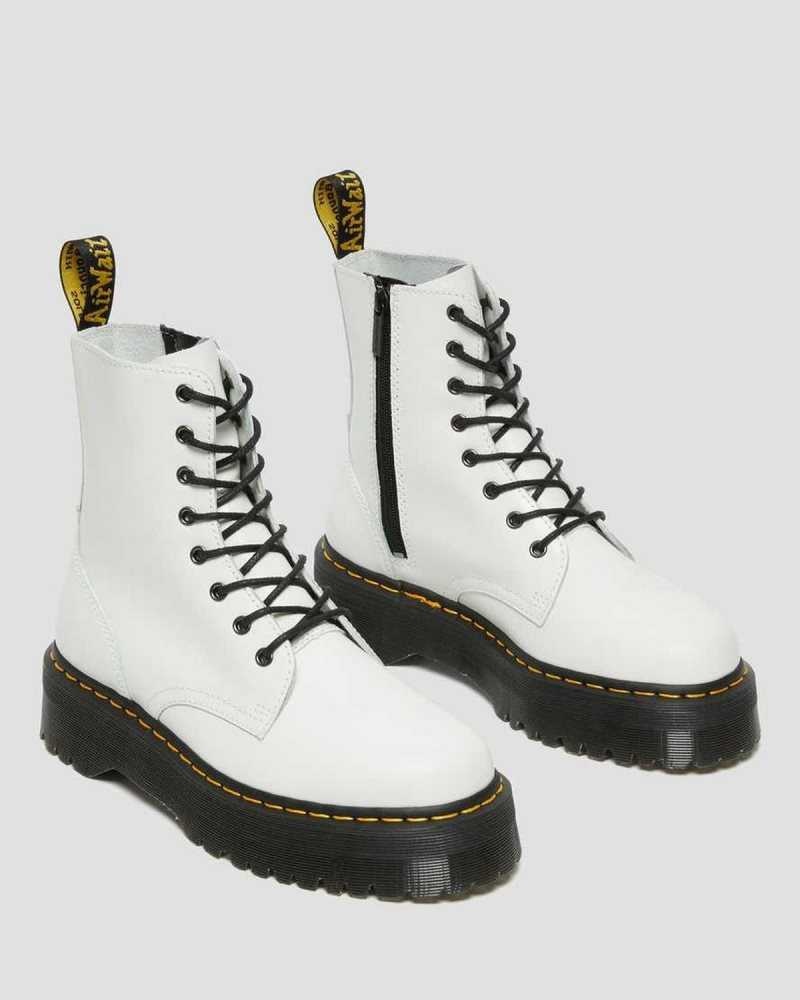 Dr Martens Jadon Smooth Leather Platform Boots White | 82WGOLDAE