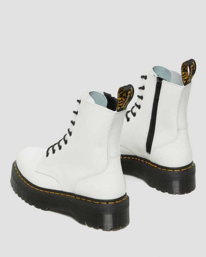 Dr Martens Jadon Smooth Leather Platform Boots White | 82WGOLDAE