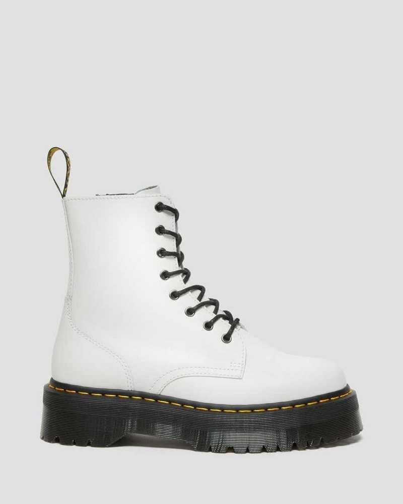 Dr Martens Jadon Smooth Leather Platform Boots White | 82WGOLDAE