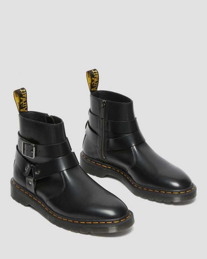 Dr Martens Jaimes Leather Harness Chelsea Boots Black | 06JOYXDAS