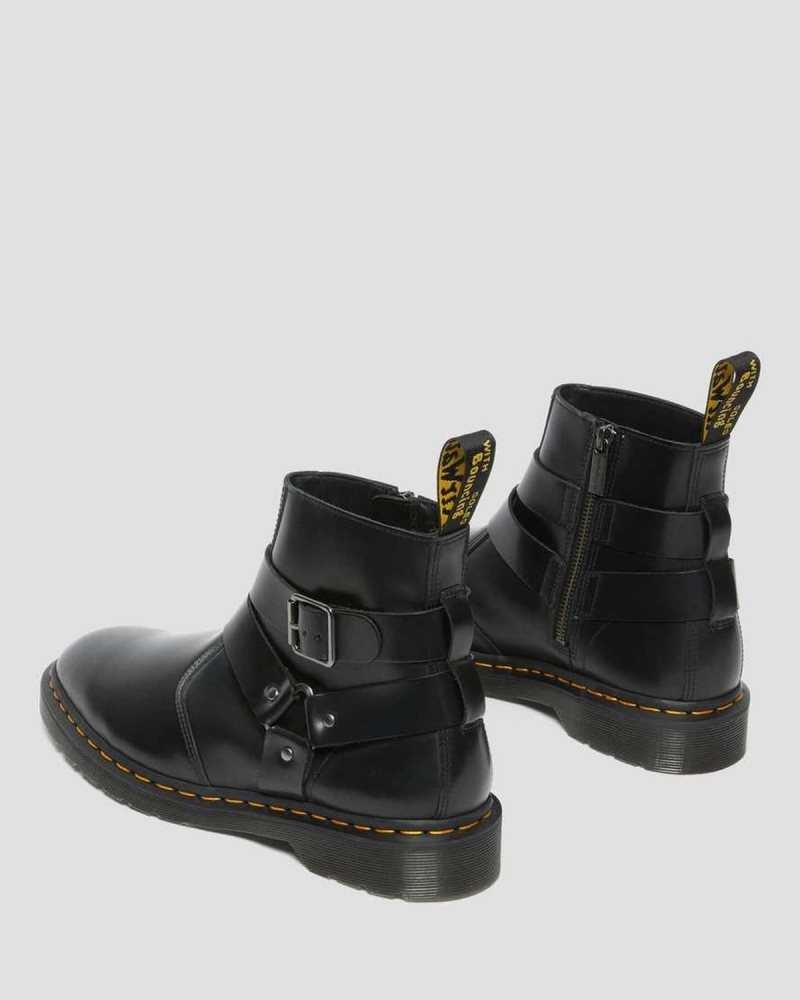 Dr Martens Jaimes Leather Harness Chelsea Boots Black | 06JOYXDAS