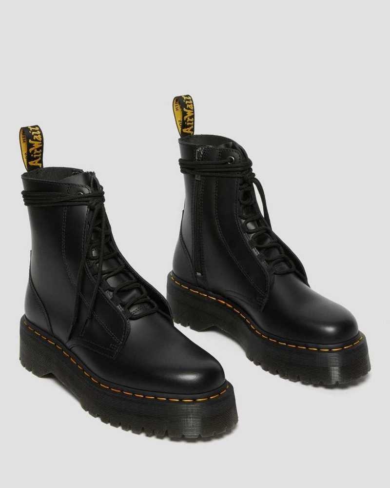 Dr Martens Jarrick Smooth Leather Platform Boots Black | 74KMIFLGW