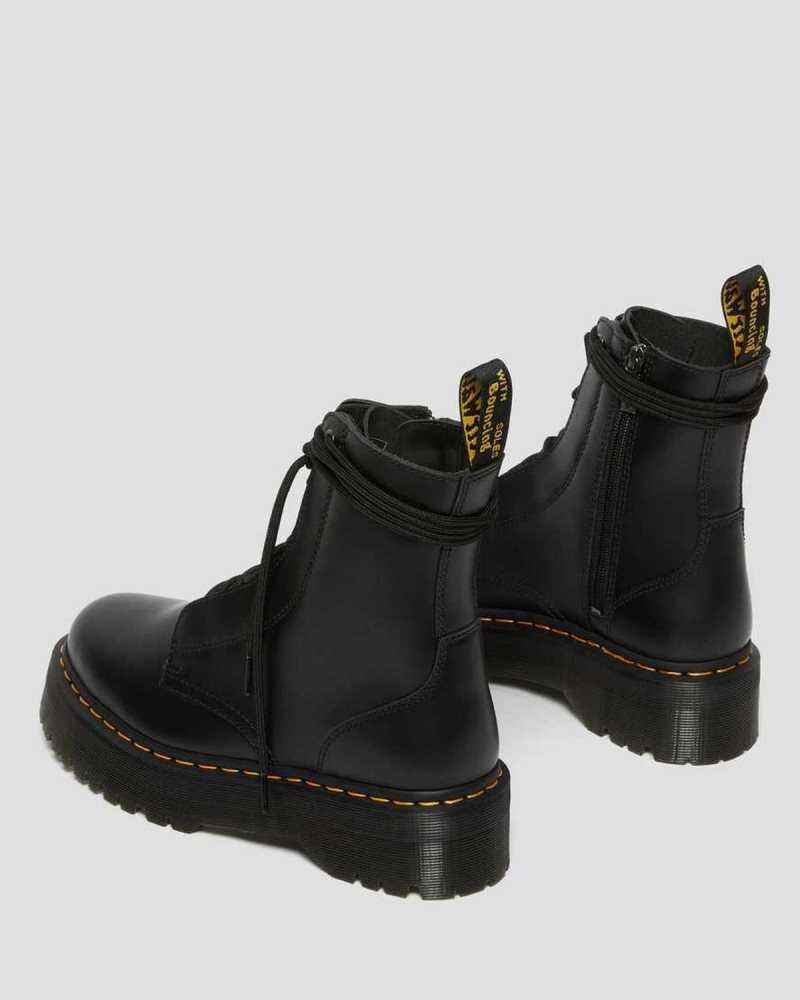 Dr Martens Jarrick Smooth Leather Platform Boots Black | 74KMIFLGW