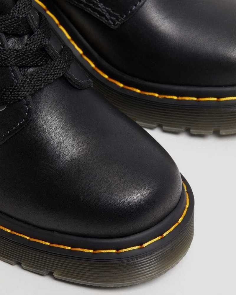 Dr Martens Jesy Sendal Leather Lace Up Flared Heel Boots Black | 25LOSTEFQ