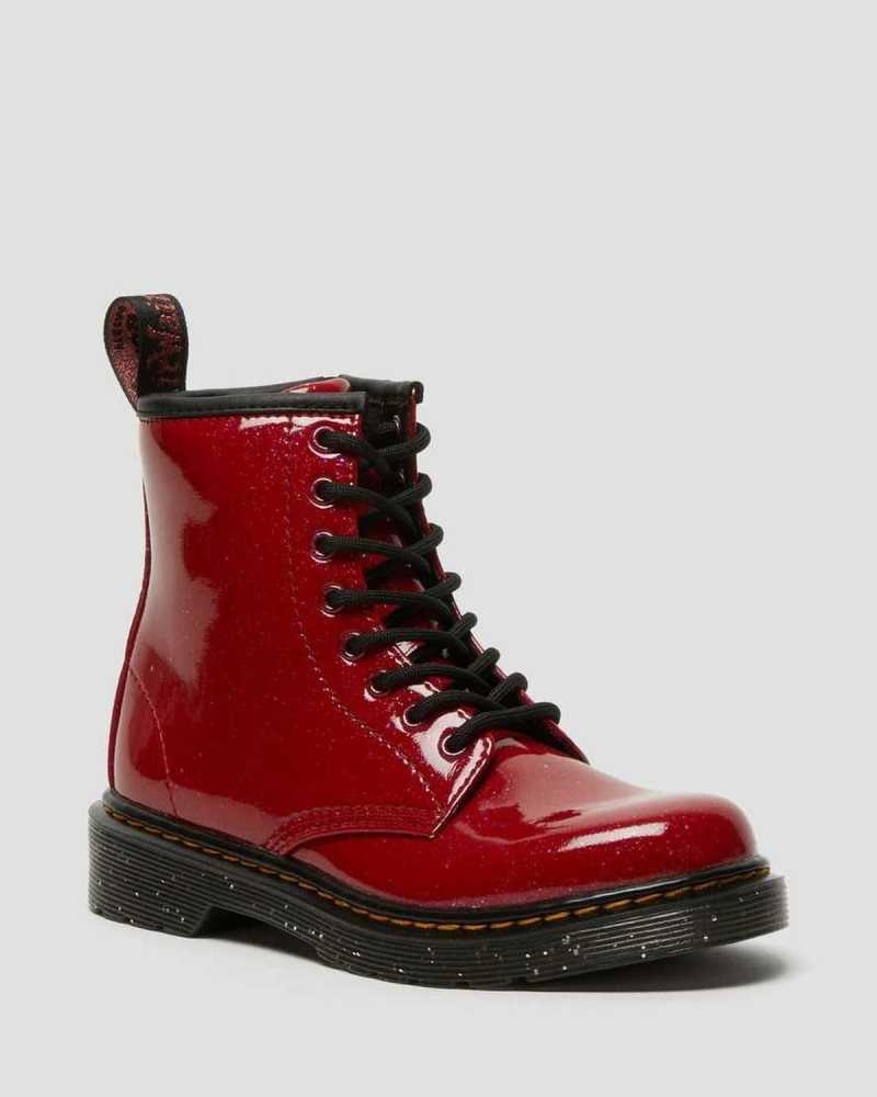 Dr Martens Junior 1460 Glitter Lace Up Boots Red | 90WSJTUYV