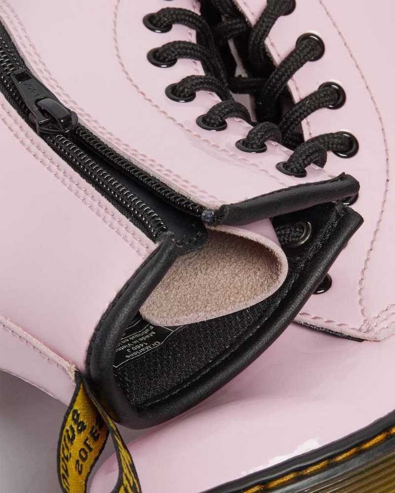 Dr Martens Junior 1460 Patent Leather Lace Up Boots Pink | 20PDCTYHW