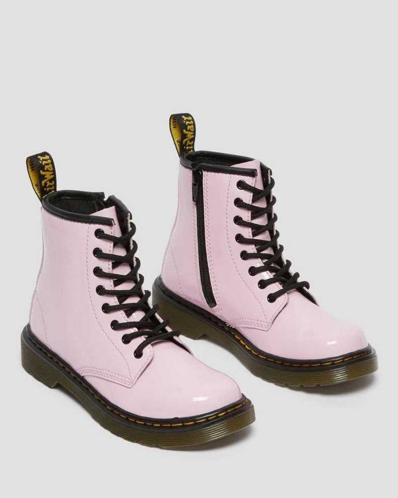 Dr Martens Junior 1460 Patent Leather Lace Up Boots Pink | 20PDCTYHW