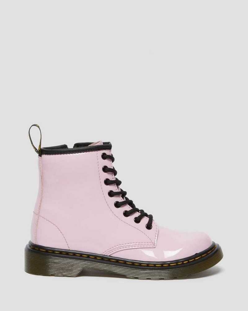 Dr Martens Junior 1460 Patent Leather Lace Up Boots Pink | 20PDCTYHW