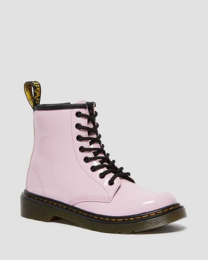 Dr Martens Junior 1460 Patent Leather Lace Up Boots Pink | 20PDCTYHW