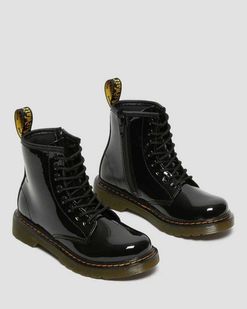 Dr Martens Junior 1460 Patent Leather Lace Up Boots Black | 05ZHBAFNQ