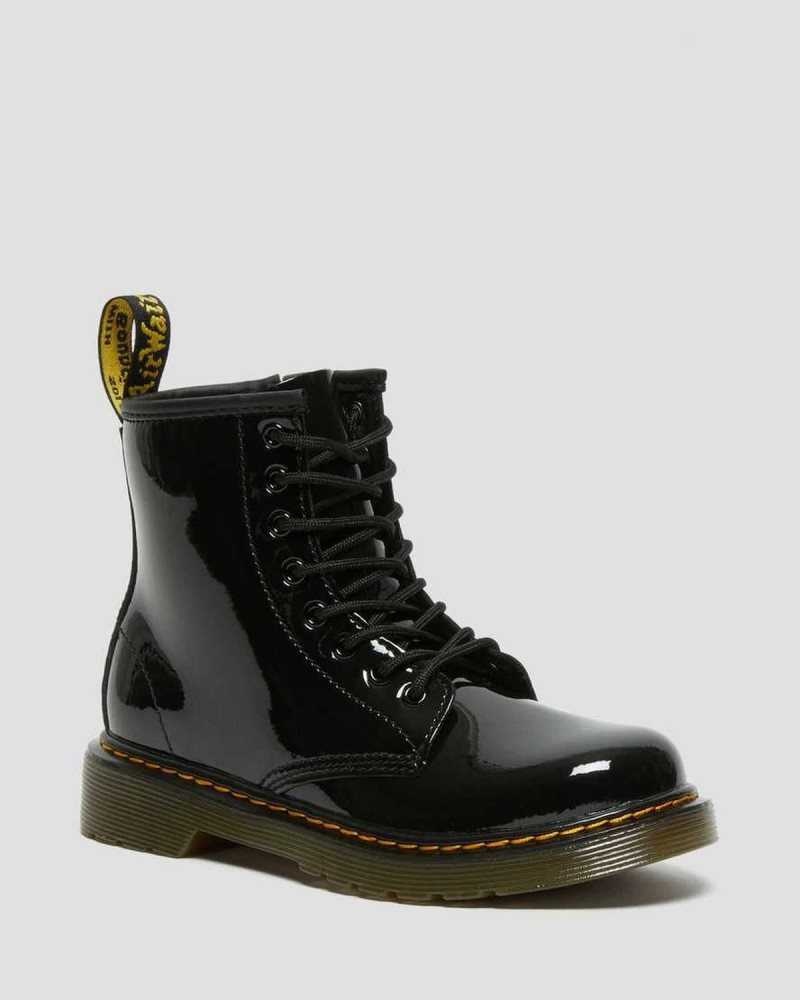 Dr Martens Junior 1460 Patent Leather Lace Up Boots Black | 05ZHBAFNQ