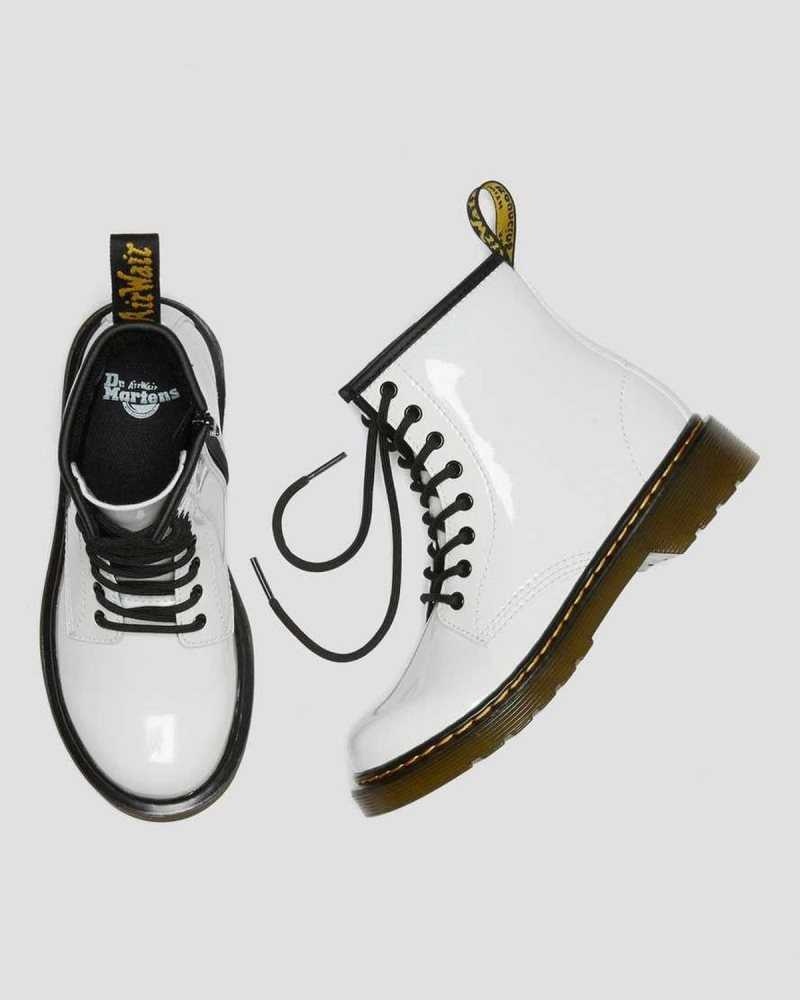 Dr Martens Junior 1460 Patent Leather Lace Up Boots Patent Lamper | 37GNCZERI