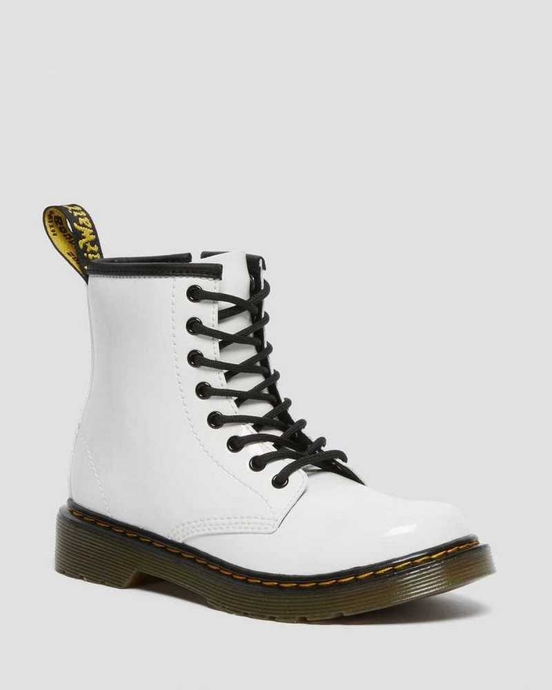 Dr Martens Junior 1460 Patent Leather Lace Up Boots Patent Lamper | 37GNCZERI