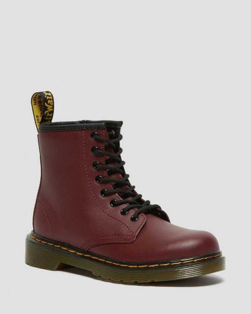 Dr Martens Junior 1460 Softy T Leather Lace Up Boots Pink Red | 02FTMLUKV